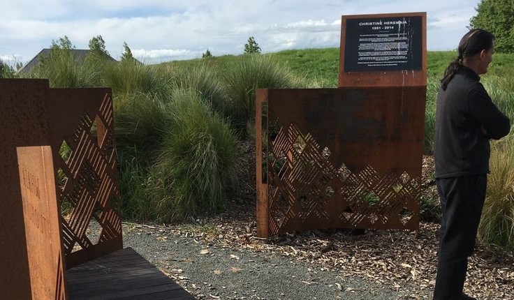 Memorial seat and plaque honouring the memory and legacy of Christine Heremaia