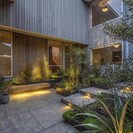 Integrated lighting throughout courtyard design