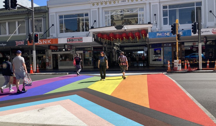 The rainbow crossing on Auckland’s Karangahape Road.