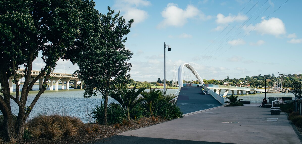 Gentle lazy breezes' lands at Te Hōpua-ā-Rangi historic causeway public space on the on the old bridge alignment