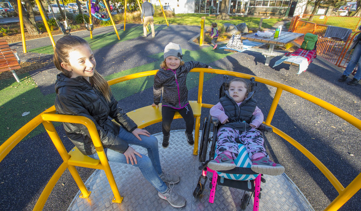 Barrington playground. “This was specifically designed to be accessible.” Williams says. “I did some research into accessible playground design and we worked with Barrier Free, the Blind Foundation, the Disability Advisory Group and KiwiAble Group to get the best outcome possible on what was a very small budget. We had a young girl in a wheelchair test out the playground for us and her mother got quite emotional; she said it was the first time her daughter had been able to play on the majority of play equipment.”