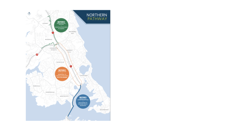 Auckland Northern Pathway map.