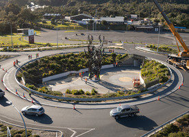 The sculpture sits in the middle of the roundabout. Photo credit: Stephen Parker