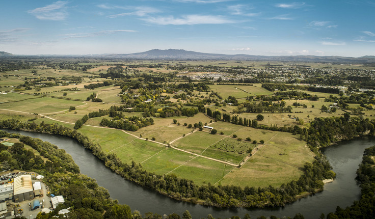 Site for the new neighbourhood. Top right of frame are the existing suburbs of Peacocke Stage 1, Bader and Glenview.