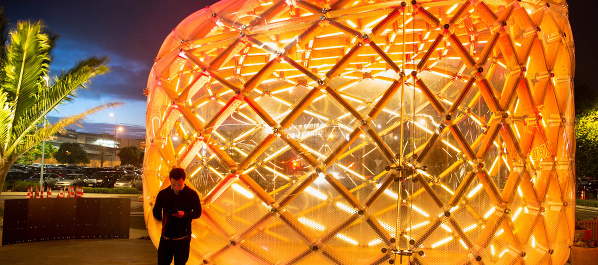 The Pod at night. Image Credit: Nathan Young, Wraight + Associates