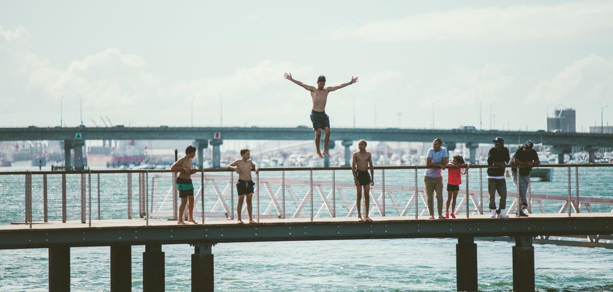 Utilising the new pier for diving and swimming has introduced a lost quality
of spectacle to the water's edge_