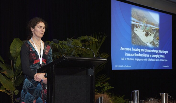 Dr Emily Lane presenting at the 2022 NZILA Firth Conference last month.