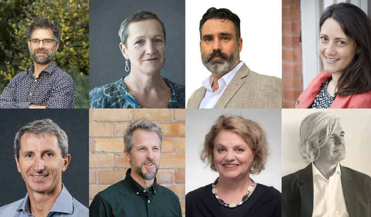 L-R: Tony Milne, Rachel de Lambert, Craig Pocock, Kara Scott, (bottom row) John Potter, Grant Bailey, Dr Jacky Bowring, Dr Matthew Bradbury.