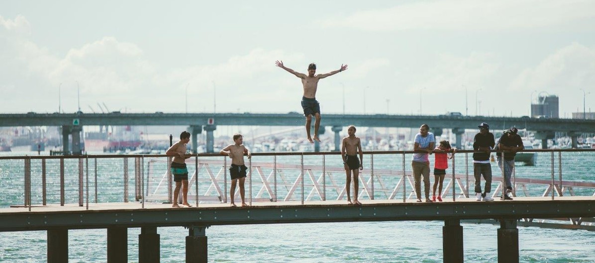 Utilising the new pier for diving and swimming has introduced a lost quality
of spectacle to the water's edge_