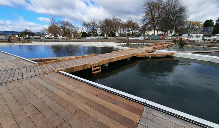 As well as providing space for activities, the terraces protect the foreshore from changing lake water levels and weather damage and will reduce the risk of erosion.  Photo credit: Rotorua Lakes Council