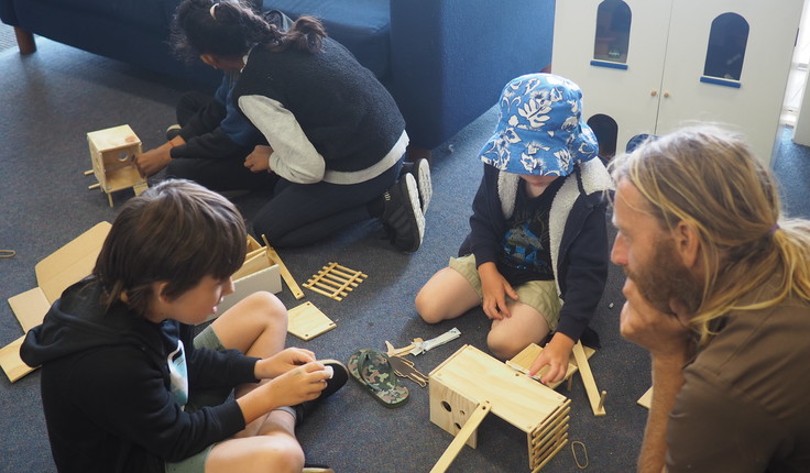 Children from the Phillipstown Community Hub OSCAR programme work in pairs to refine design ideas using 1:100 scale modules. Photo credit: Rhiannon Josland