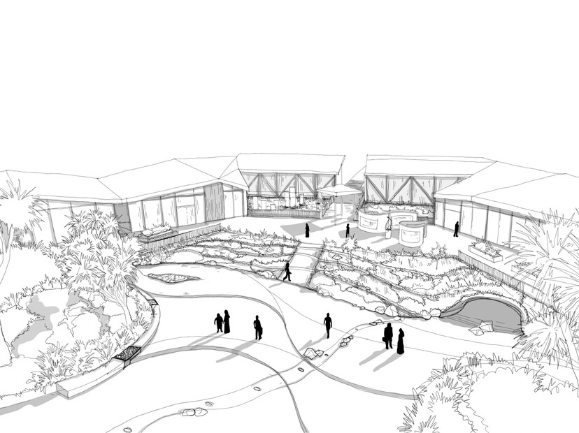 Kuirau visitors centre courtyard - concept sketch