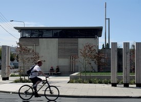 Vacuum Station ‘VS5001’ in Shirley is a new-build waste pump station, which features a landscaped community pod park out front. Image: Karen Sanderson