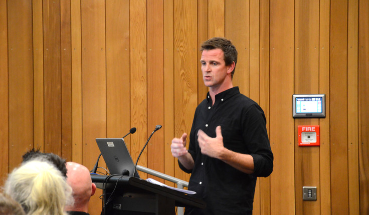 Rob Lawry from Jasmax presenting on laneways in the south frame