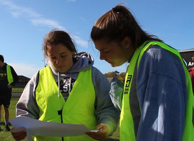 Nicole Tune (left) working with classmates at Ararira Springs Primary School.
