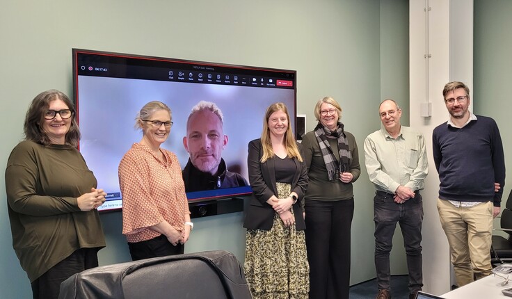 Departing Executive Committee Members (left to right): Meg Back, Rebecca Ryder, Henry Crothers (screen), Megan Harshey, Melissa Davis, John Brenkley, Dan Males. Apology: William Hatton.