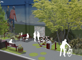 A concept drawing for Pause Park - which sets out to cater to walkers and cyclists making their way between wineries.