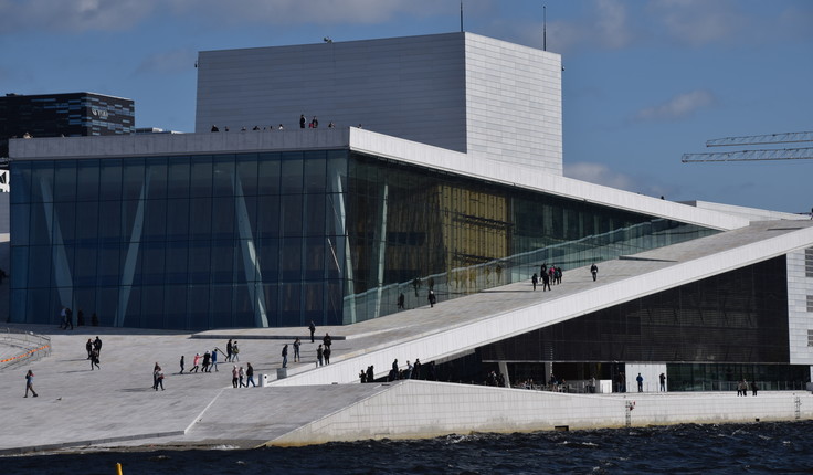 Oslo Opera house, nestled into the main harbour