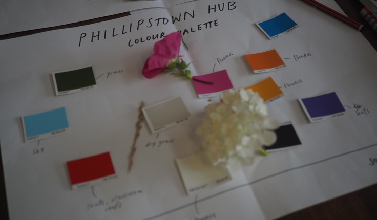 Considering the colour and context of Phillipstown Community Hub. Photo credit: Rhiannon Josland