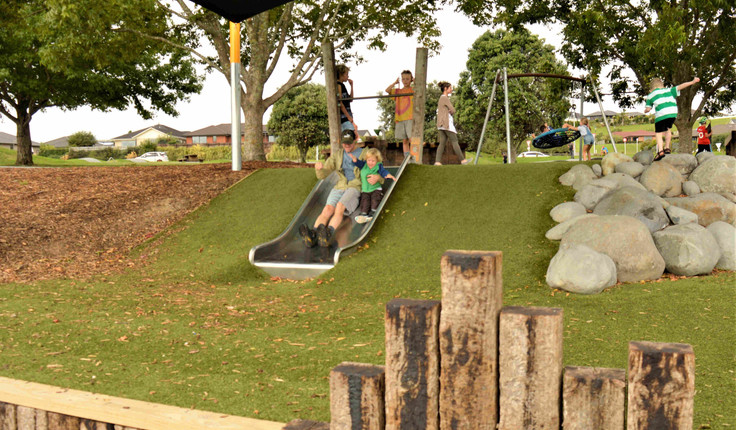 The playground has plenty of options for visitors of all ages