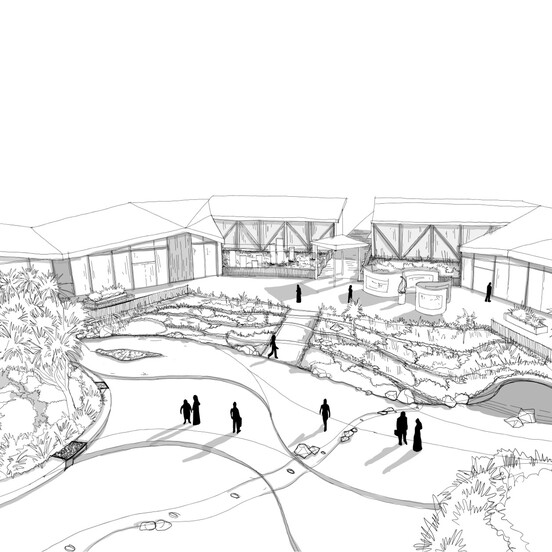 Kuirau visitors centre courtyard - concept sketch