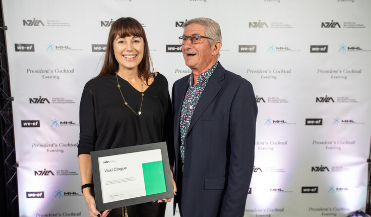 NZILA Honorary Fellow Vicki Clague with founding member Frank Boffa.