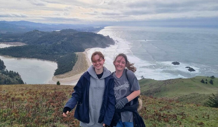 Hannah Merrett-Kaufman and Zoe Mason at Cascade Head near Portland.