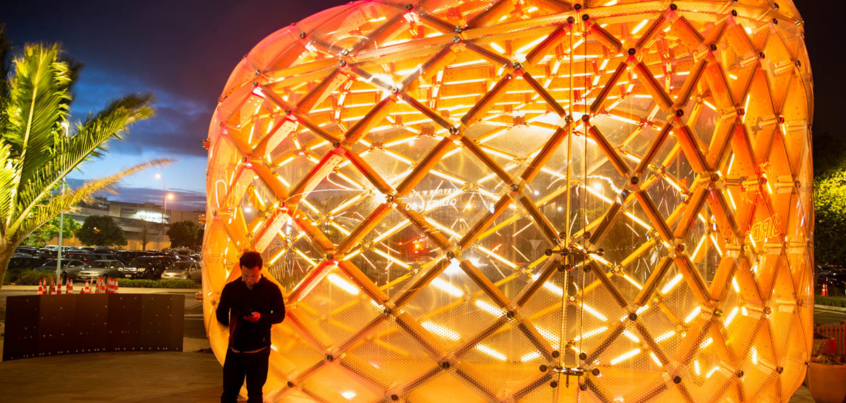 The Pod at night. Image Credit: Nathan Young, Wraight + Associates