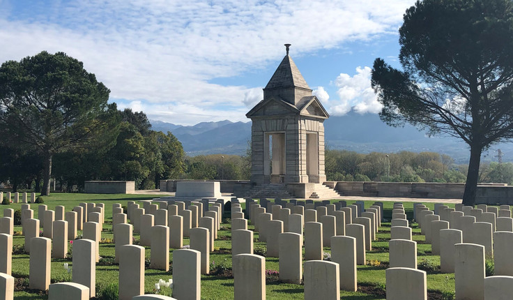 Rows of headstones; many New Zealanders fought in Italy, and many are buried here.