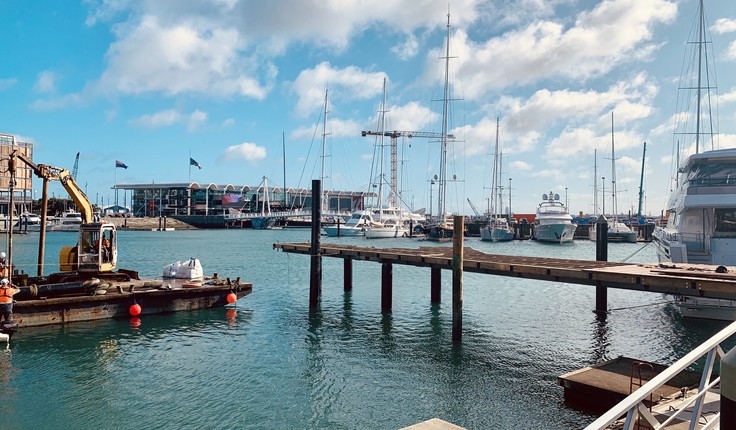 Construction work is going well at “The Lookout” in Auckland’s Viaduct Harbour.