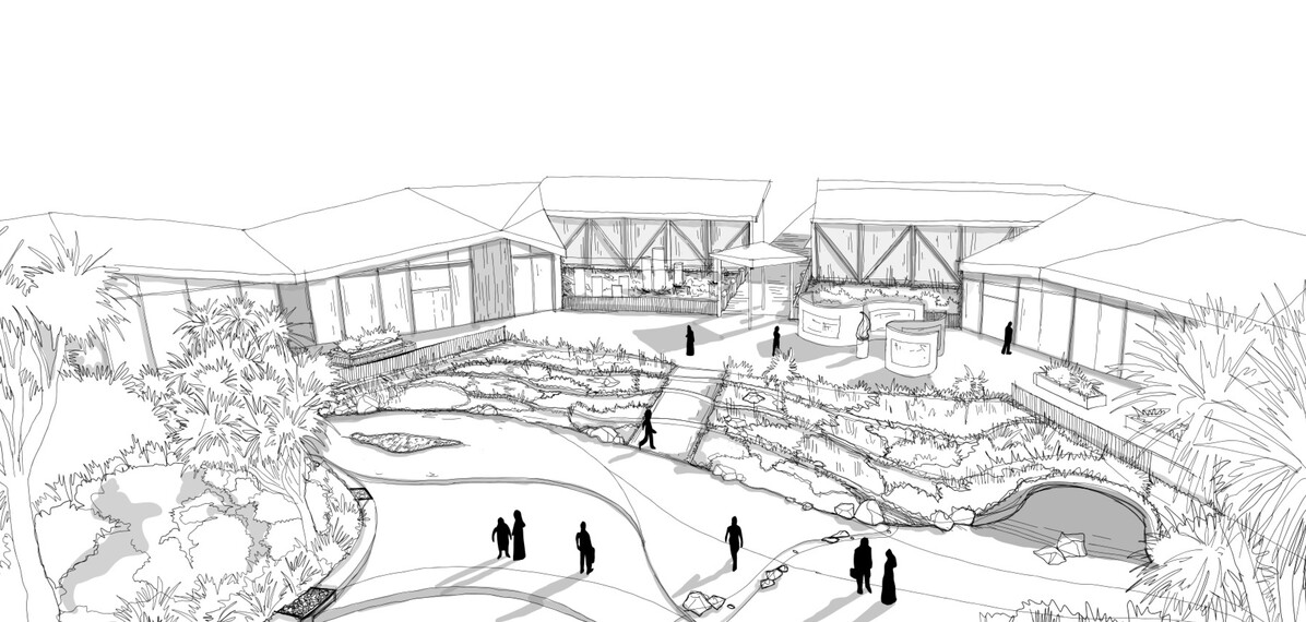 Kuirau visitors centre courtyard - concept sketch
